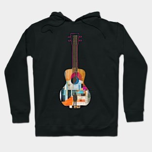 Blues Guitar Patchwork Collage Mixed Media Abstraction Hoodie